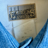 Med/Large - Vintage 90s Express Rider White w/Denim Collar Button Up Shirt