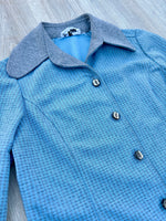 Medium - Vintage 60s Checkered Polyester Blazer / Coat