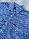 Sm/Med - Vintage 70s Wrangler Blue/White/Red Plaid Pearlsnap Shirt