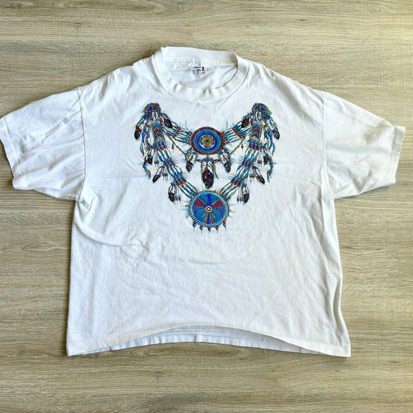 Sm/Med - Vintage 90s Southwestern / Tribal Necklace Print Cropped T-Shirt