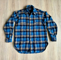 Sm/Med - Vintage 60s Pendleton Blue Plaid Flannel Guide Shirt