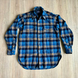 Sm/Med - Vintage 60s Pendleton Blue Plaid Flannel Guide Shirt