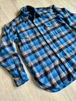 Sm/Med - Vintage 60s Pendleton Blue Plaid Flannel Guide Shirt