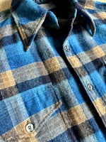 Sm/Med - Vintage 60s Pendleton Blue Plaid Flannel Guide Shirt