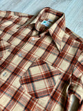 Sm/Med - Vintage 70s Beige/Brown Thick Flannel Button-Up Board Shirt / Shacket