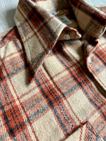Sm/Med - Vintage 70s Beige/Brown Thick Flannel Button-Up Board Shirt / Shacket