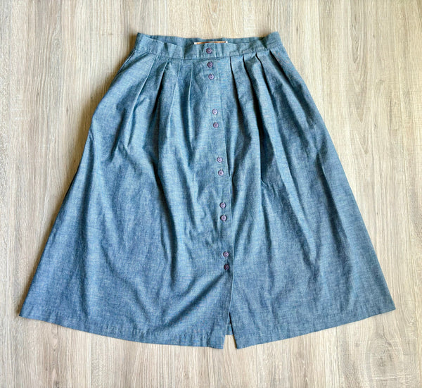 Small - Vintage 80s Chambray Skirt