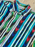 Med/Lrg - Vintage 90s Side Saddle Southwestern Striped Button Up Shirt