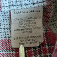 Large - Vintage 80s Gray/Red Plaid Flannel Button-Up Shirt