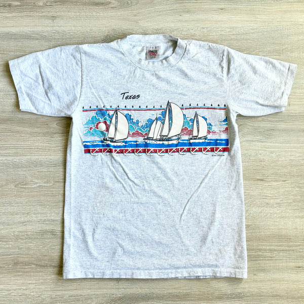 Sm/Med - Vintage 90s Texas Sailboat Wraparound Puff T-Shirt