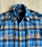 Sm/Med - Vintage 60s Pendleton Blue Plaid Flannel Guide Shirt