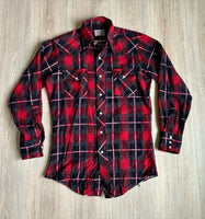 Sm/Med - Vintage 60s H Bar C Plaid Flannel Pearlsnap Western Shirt