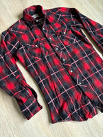 Sm/Med - Vintage 60s H Bar C Plaid Flannel Pearlsnap Western Shirt