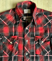 Sm/Med - Vintage 60s H Bar C Plaid Flannel Pearlsnap Western Shirt