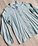 Med/Lrg - Vintage 80s Pendleton Soft Blue/Green Pleated Office Button Up Shirt