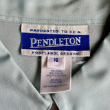 Med/Lrg - Vintage 80s Pendleton Soft Blue/Green Pleated Office Button Up Shirt