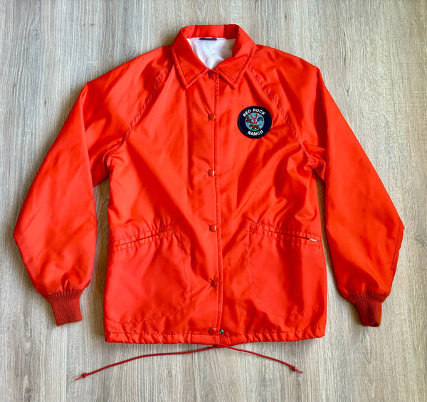 Vintage 80s Red Rock Ranch Hunters Orange Windbreaker Jacket (Sm / Med)
