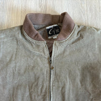 Vintage 90s Suede Leather Bomber Jacket (Mens Medium)