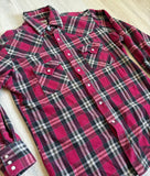Medium - Vintage 90s Ely Red/Black/Beige Flannel Pearlsnap Western Shirt