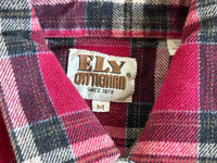 Medium - Vintage 90s Ely Red/Black/Beige Flannel Pearlsnap Western Shirt