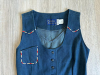 Vintage 70s Panhandle Slim Denim Vest w/ RWB Piping (Women's S/M)