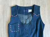 Vintage 70s Panhandle Slim Denim Vest w/ RWB Piping (Women's S/M)