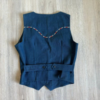 Vintage 70s Panhandle Slim Denim Vest w/ RWB Piping (Women's S/M)
