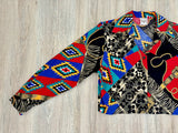 Medium - Vintage 90s Western Plains Southwestern Print Cropped Shirt
