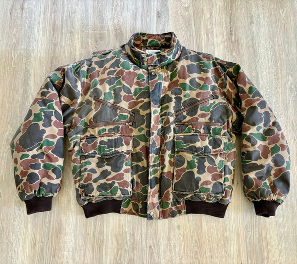 Vintage 80s Duck Camo Goose Down Hunting Jacket / Coat (Size XL/XXL)