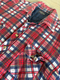 Large - Vintage 80s Quilt Lined Red/White/Blue Plaid Flannel Button-Up Shirt / Jacket / Shacket