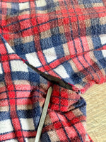 Large - Vintage 80s Quilt Lined Red/White/Blue Plaid Flannel Button-Up Shirt / Jacket / Shacket