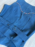Vintage 70s Panhandle Slim Denim Vest w/ RWB Piping (Women's S/M)