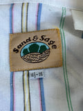 Large - Vintage 80s Sand & Sage White Striped Western Pearlsnap Shirt