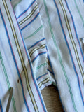 Large - Vintage 80s Sand & Sage White Striped Western Pearlsnap Shirt