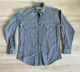 Medium - Vintage 80s St. Johns Gray/Red/Blue Striped Button Up Shirt / Shacket - Made in USA