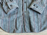Medium - Vintage 80s St. Johns Gray/Red/Blue Striped Button Up Shirt / Shacket - Made in USA