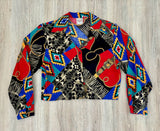 Medium - Vintage 90s Western Plains Southwestern Print Cropped Shirt