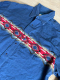 Med/Lrg - Vintage 90s Wrangler Blue / Aztec Pearlsnap Shirt