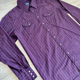 XL/2X - Vintage 90s Wrangler Purple/Black Striped Pearlsnap Western Shirt