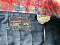 Large - Vintage 80s Quilt Lined Red/White/Blue Plaid Flannel Button-Up Shirt / Jacket / Shacket