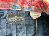 Large - Vintage 80s Quilt Lined Red/White/Blue Plaid Flannel Button-Up Shirt / Jacket / Shacket