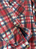 Large - Vintage 80s Quilt Lined Red/White/Blue Plaid Flannel Button-Up Shirt / Jacket / Shacket