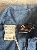 Womens Small - Vintage 70s JC Penny Dark Blue Chambray Western Embroidered Pearlsnap Shirt