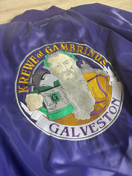 Vintage 90s Mardi Gras / Krew of Gambrinus / Galveston Satin Windbreaker / Bomber Jacket (Mens XL/2XL)
