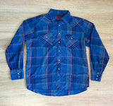 XL/2X - Vintage 80s Rustler by Wrangler Blue/Purple/Teal Plaid Western Pearlsnap Shirt