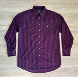 XL/2X - Vintage 90s Wrangler Purple/Black Striped Pearlsnap Western Shirt