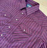 XL/2X - Vintage 90s Wrangler Purple/Black Striped Pearlsnap Western Shirt