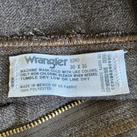 30 Waist Classic Wrangler Wrancher Heather Brown Polyester Western Dress Jeans