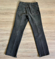 Vintage 70s Wrangler Faded Black / Gray MWZ Western Cowboy Cut Jeans (29 waist)