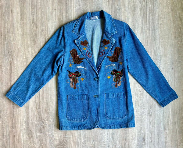 Sm/Med - Vintage 90s Western Embroidered Blazer